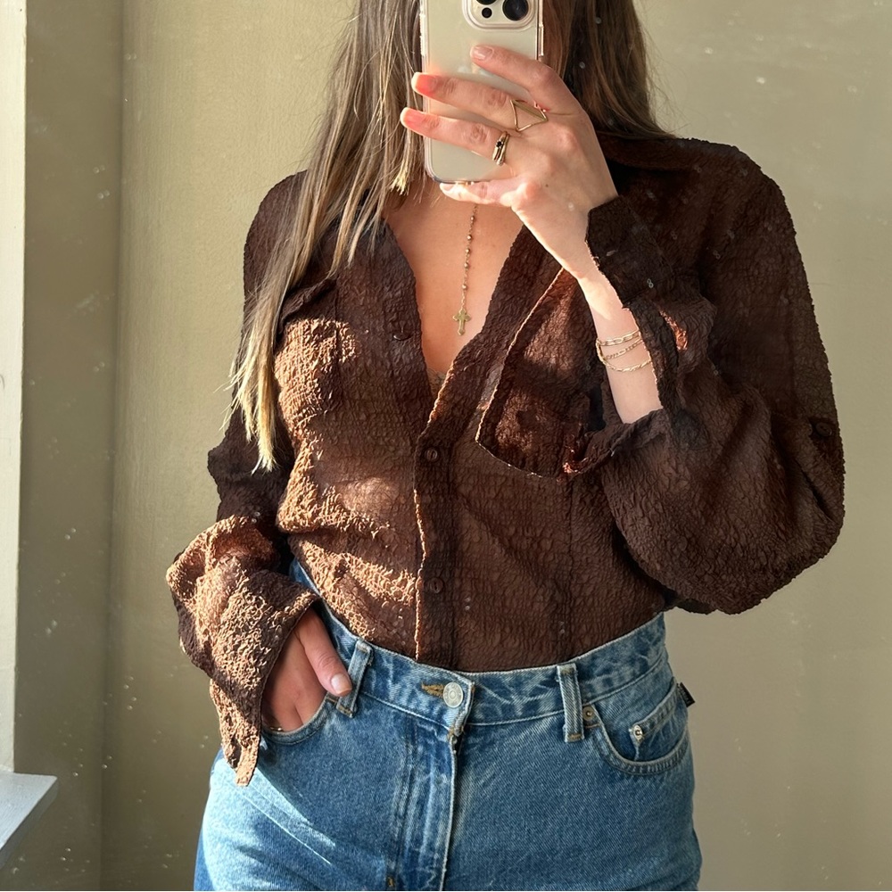 Brown Button Down - image 1